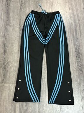 MMM Black Track Pants with Sky Blue Stripes